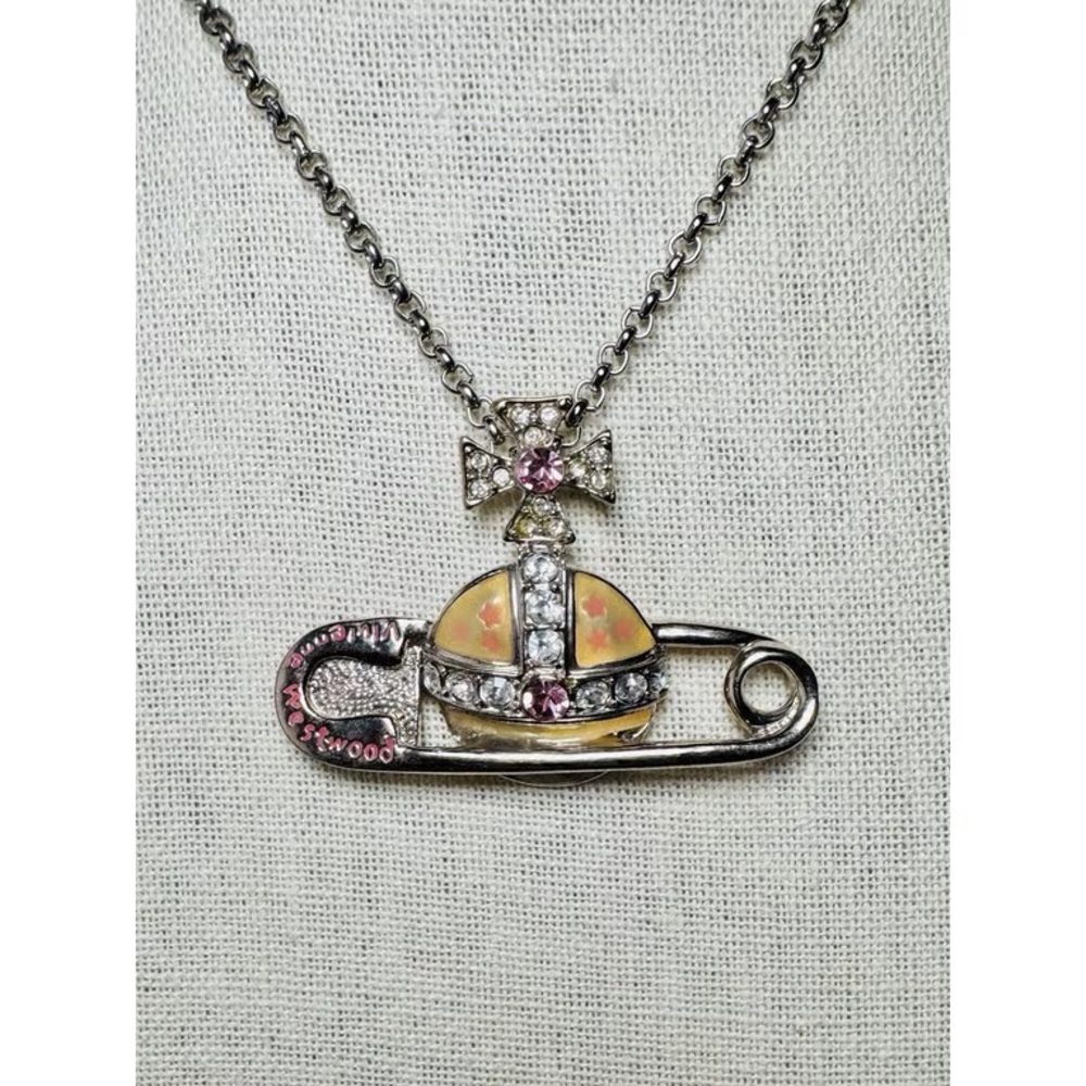 Vintage RARE Vivienne Westwood Giant Safety Pin Orb Necklace